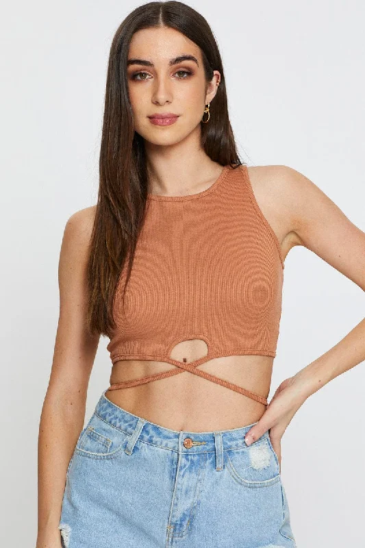 Blowout Sale Beige Crop Top