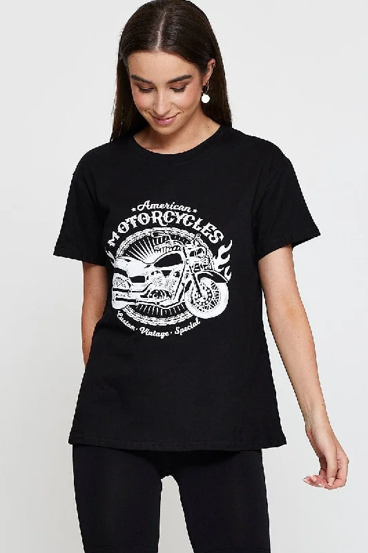 Mega Deal Black Graphic T Shirt Short Sleeve