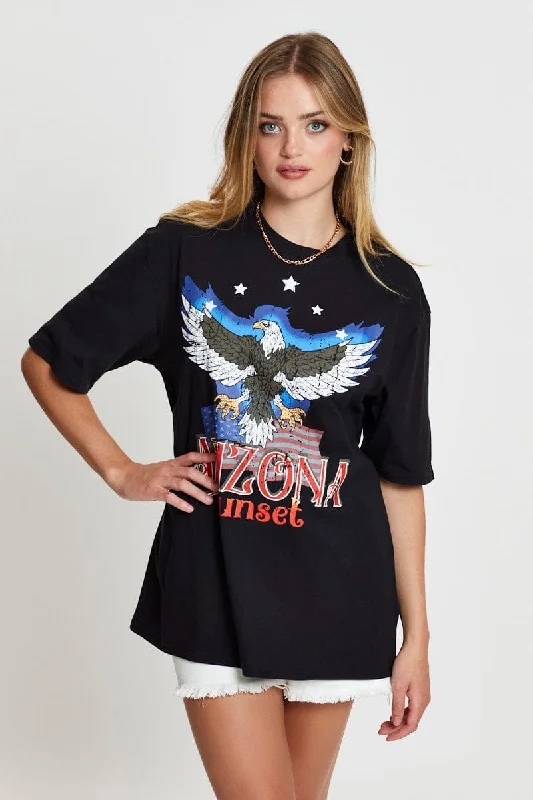 Take Advantage Black Graphic T Shirt Short Sleeve