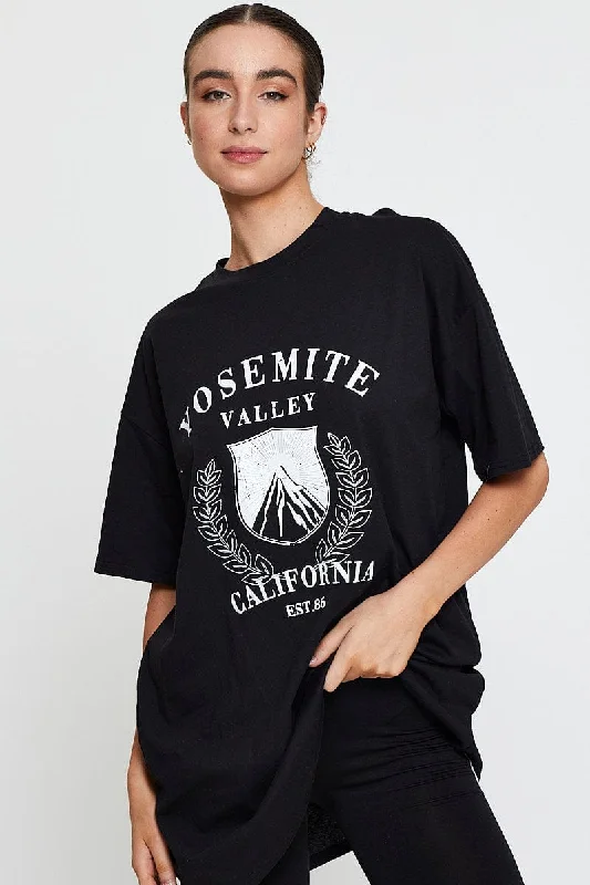 Deal Dash Black Graphic T Shirt Short Sleeve