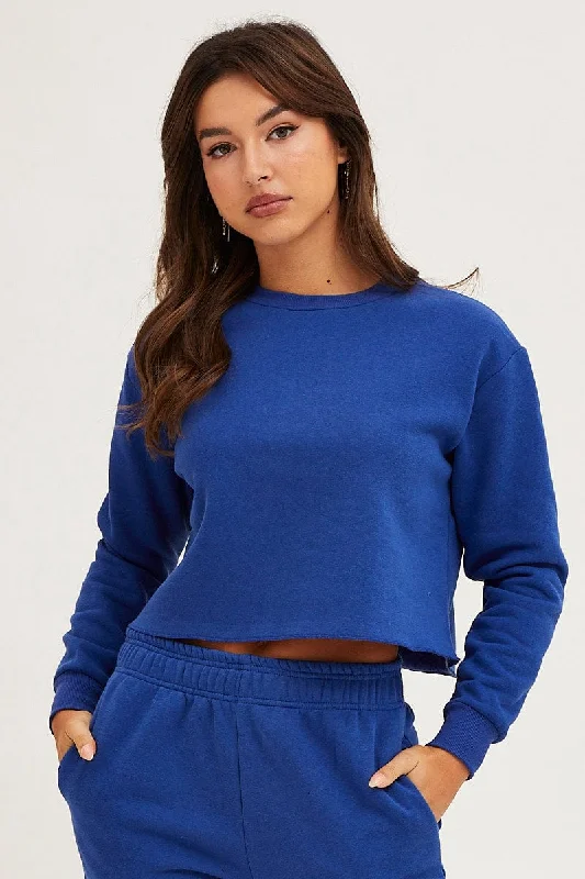 Lowest Price Blue Crop Sweat