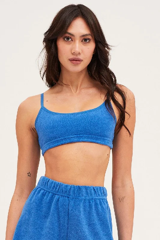 Weekend Deal Blue Crop Top Terry