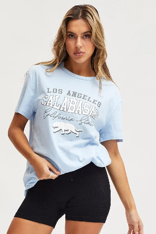 Limited Edition Blue Graphic T Shirt Short Sleeve