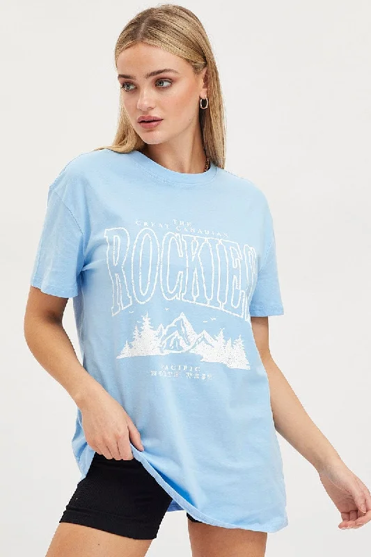 Epic Deals Blue Graphic T Shirt Short Sleeve