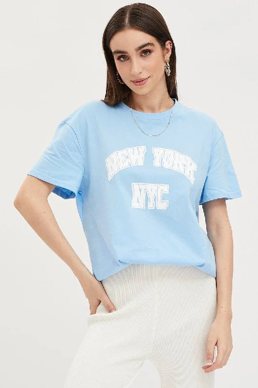 Final Markdown Blue Graphic T Shirt Short Sleeve