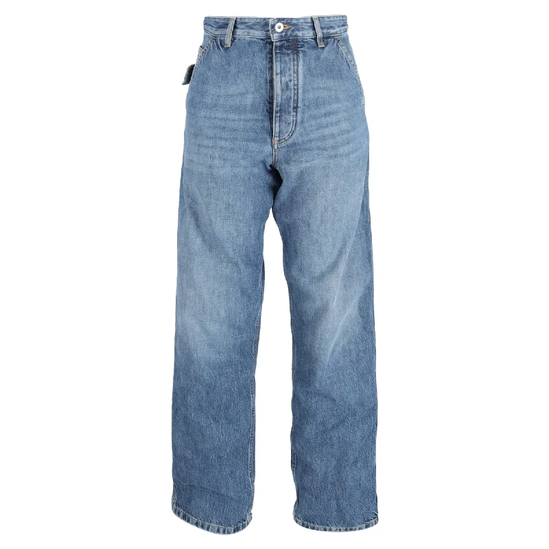 Great Deals Bottega Veneta High-Rise Cargo Pants in Light Blue Cotton Denim