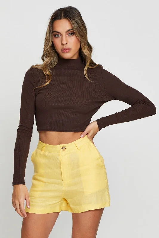 Special Buy Brown Cut Out Top Long Sleeve