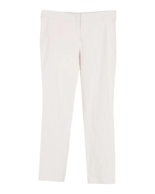 Savings Bonanza Burberry Straight-Leg Pants in Cream Cotton