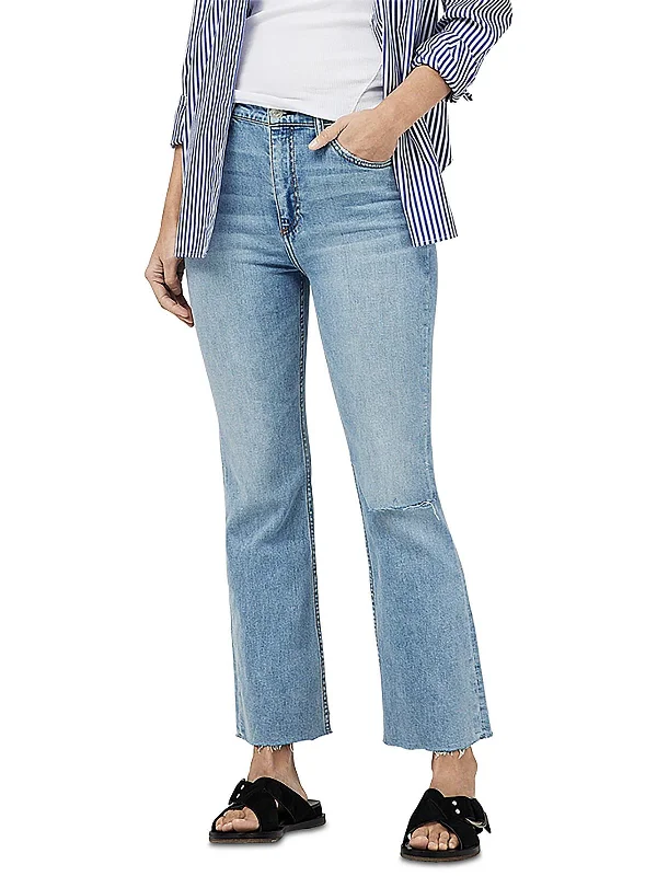 Casey Womens Destroyed Denim Flared Jeans