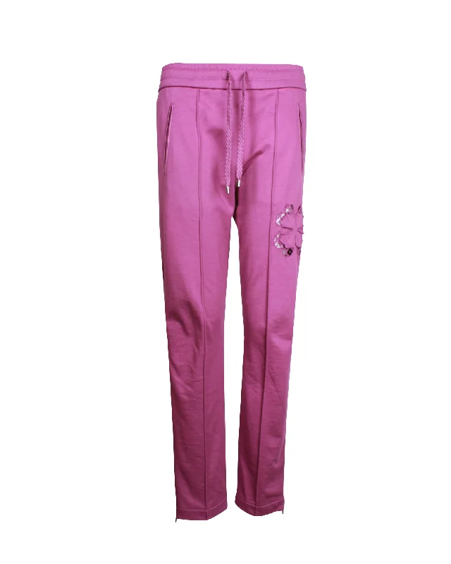 The Best Prices Chanel Floral Lace Detail Sweatpants in Purple Cotton