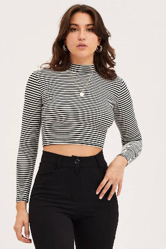 Deal Dash Check Top Long Sleeve Ribbed