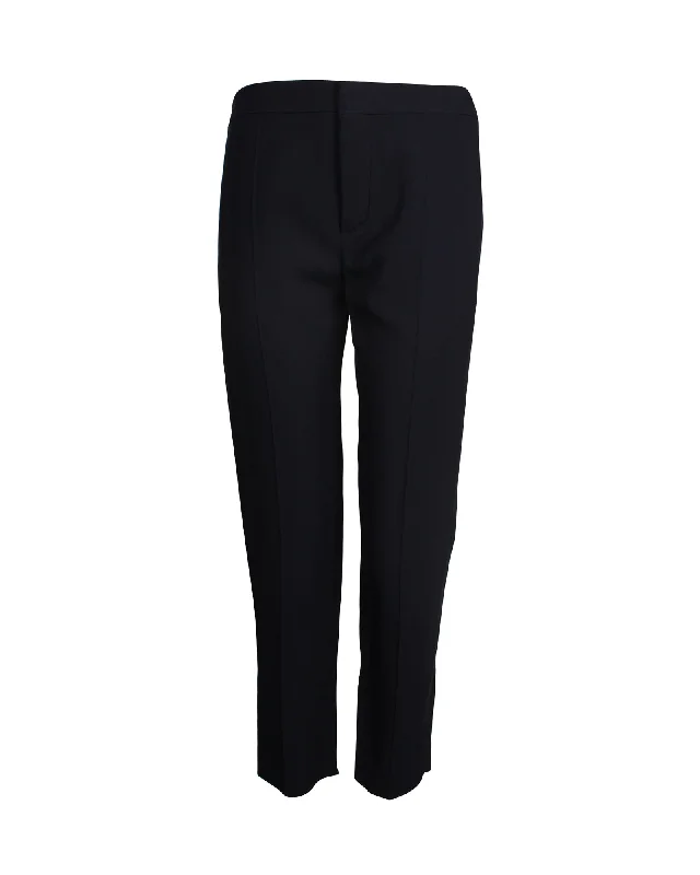 Quick Sale Chloé Straight Leg Trousers in Navy Blue Acetate