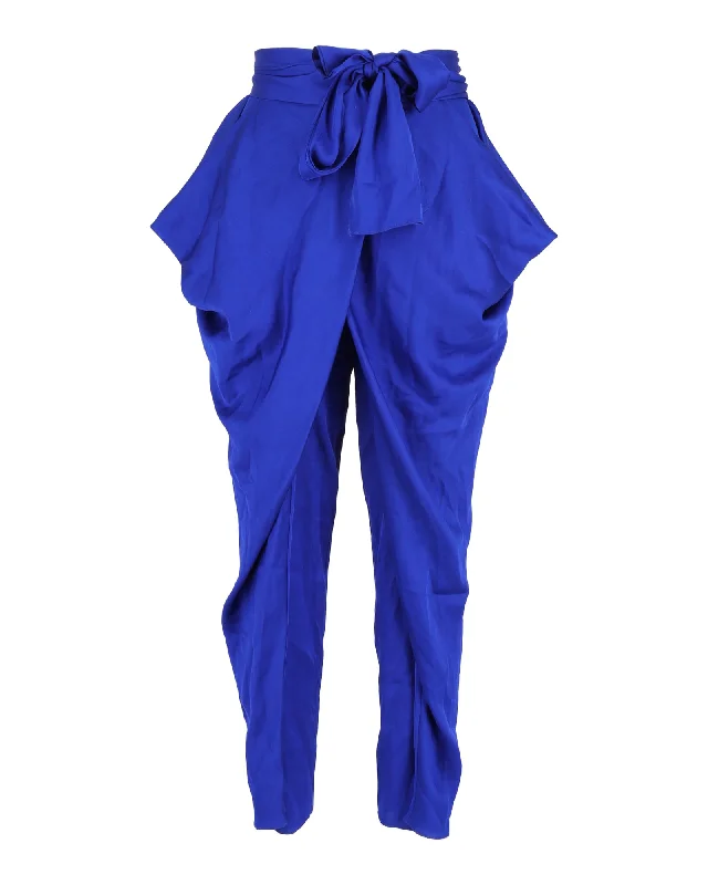 Discount Days Diane Von Furstenberg Draped Pegged Pants in Blue Silk