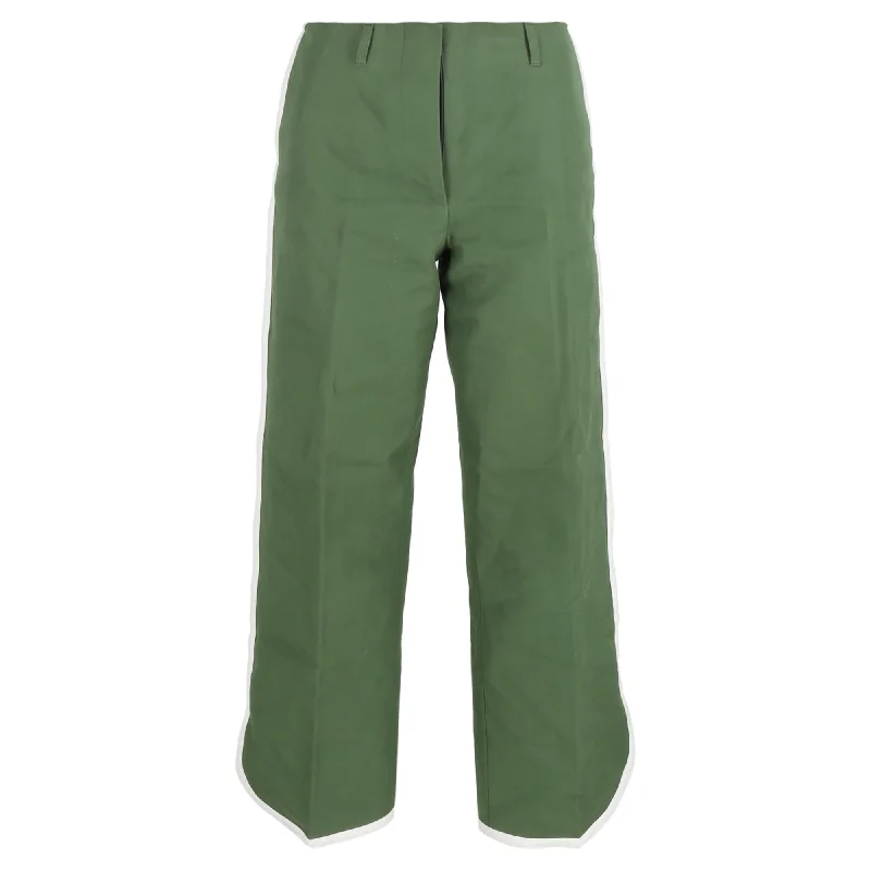 Best Bargains Dries Van Noten Side Stripe Trousers in Green Cotton
