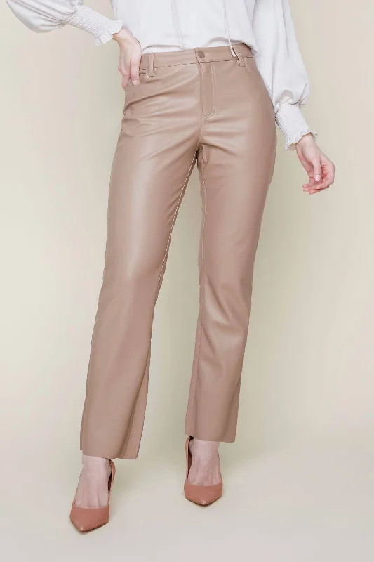Super Deal Faux Leather Pant In Tan