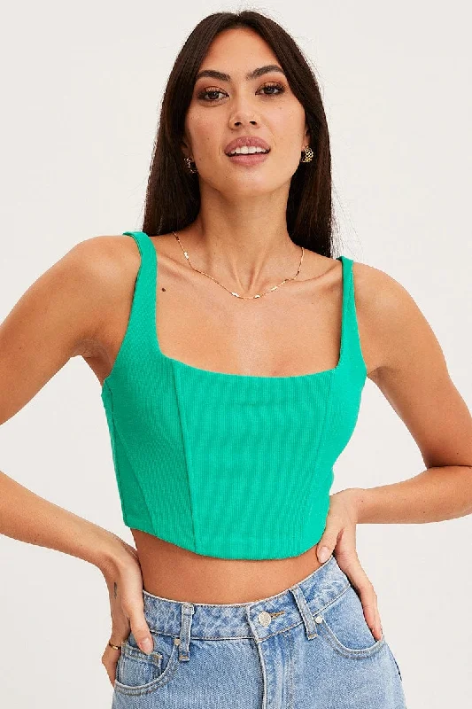 Act Fast Green Bustier Crop Top