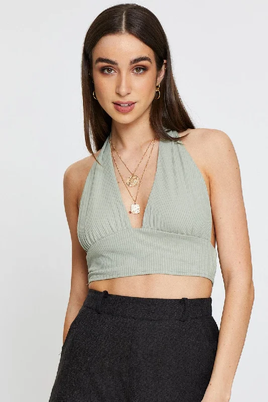 New Arrival Green Halter Top