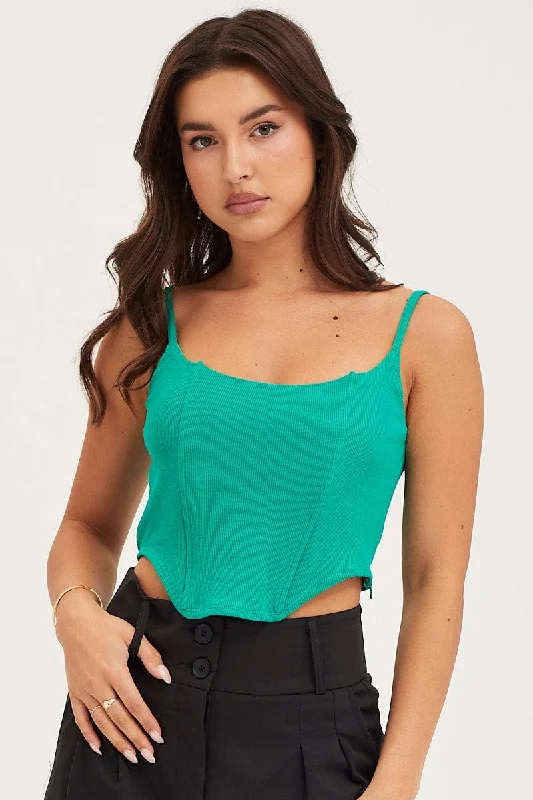 Today's Special Green Rib Singlet Round Neck