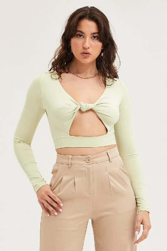 Buy More, Save More Green Twist Front Top Long Sleeve
