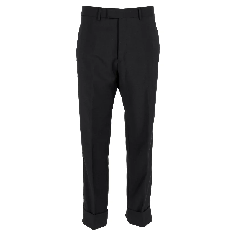 Overstock Gucci Straight Leg Trousers in Black Wool