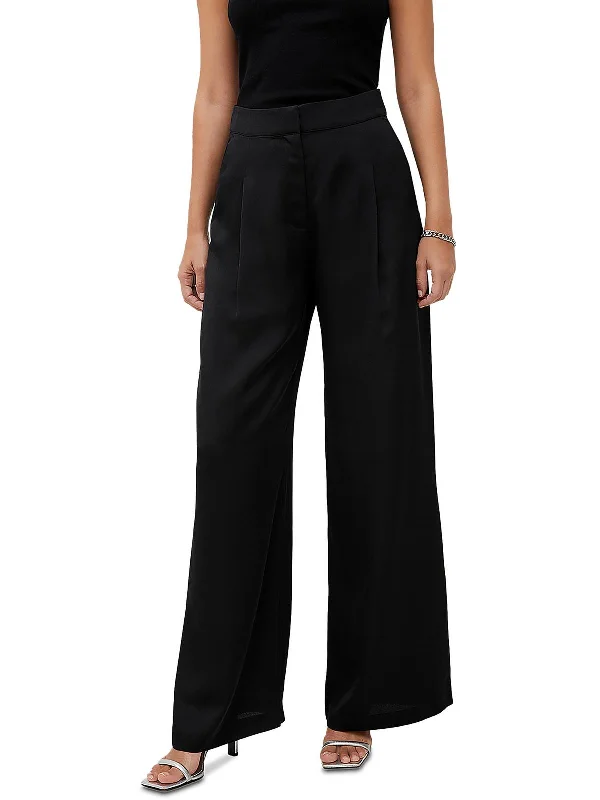 Clearance Items Harlow Womens Satin Pleated Wide Leg Pants