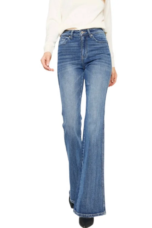YEAR-End Clearance Jessica Denim Flare Jeans In Medium Stone Wash