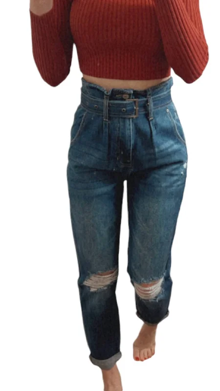 Hurry In Mandy Mom Jeans In Dark Wash