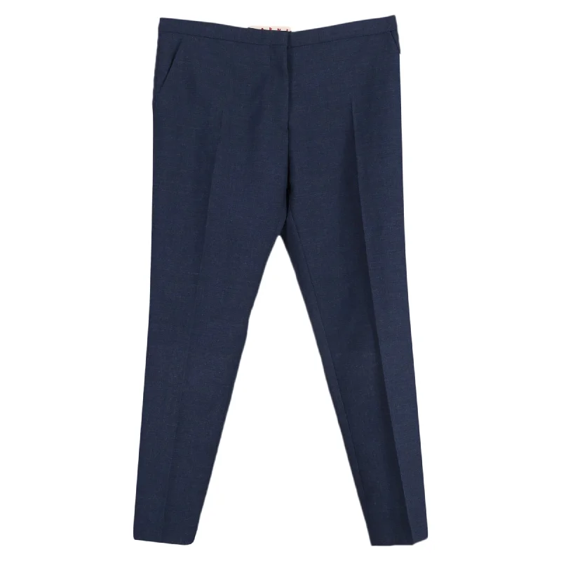 Bargain Prices Marni Straight Leg Trousers in Blue Wool