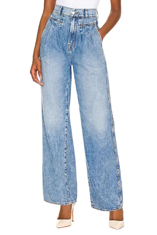 Fantastic Offers Morgan High Rise Pleated Wide Leg Jeans In Riverside
