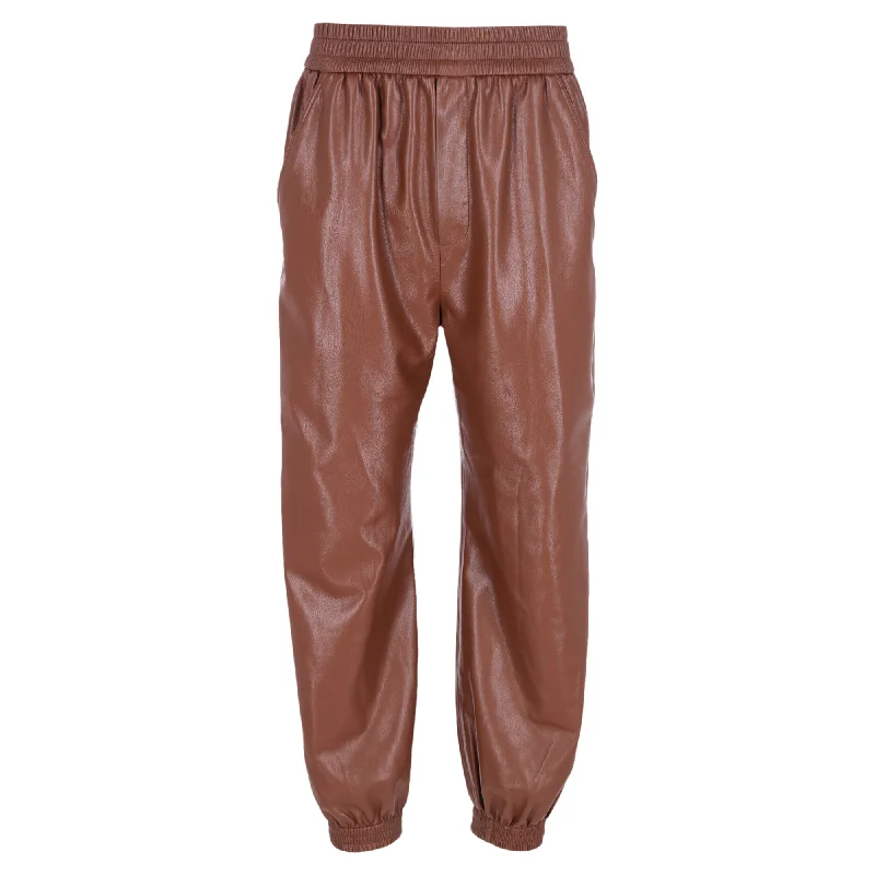 Epic Deals Nanushka Elastic Waist Pants in Brown Polyester