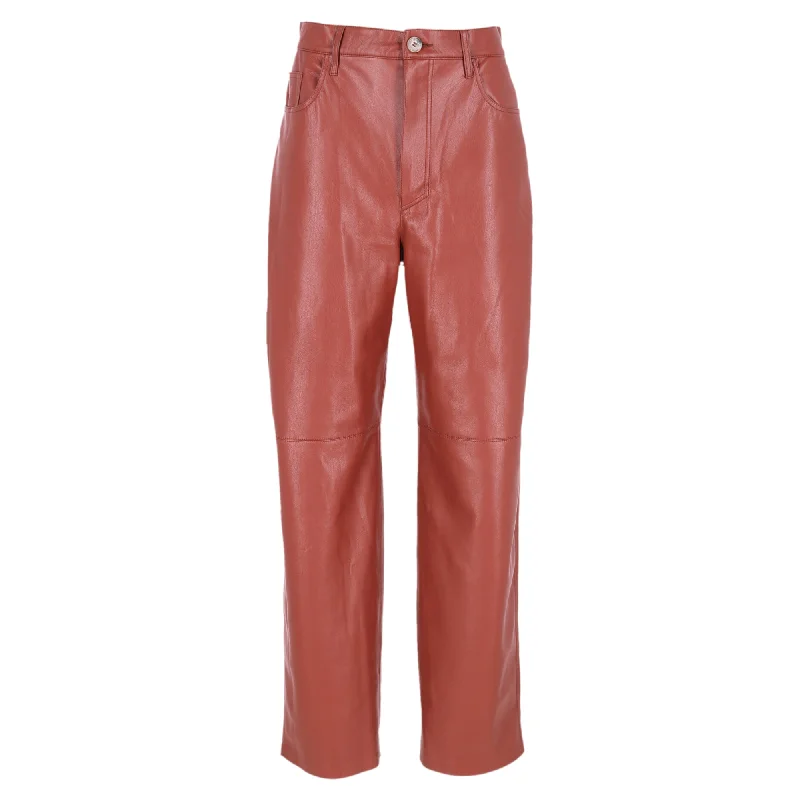 Exclusive Savings Nanushka Straight Leg Pants in Brown Polyester