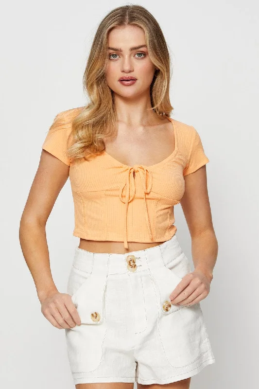 Price Reduction Orange Crop Top Short Sleeve