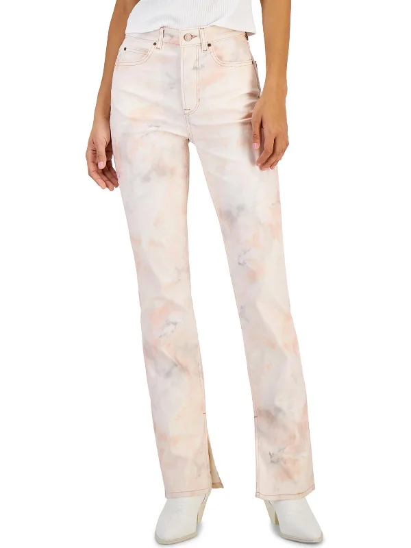 Clearance Event Pauline Womens Tie Dye Split Hem Straight Leg Jeans
