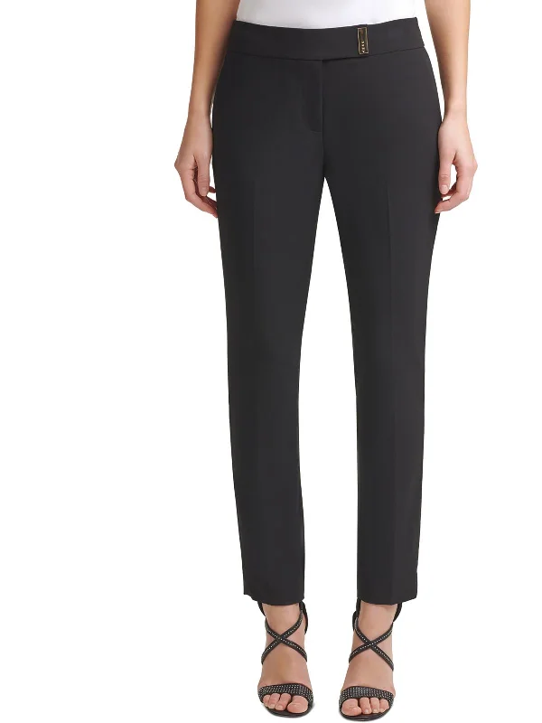 Price Buster Petites Womens Ankle Mid-Rise Straight Leg Pants