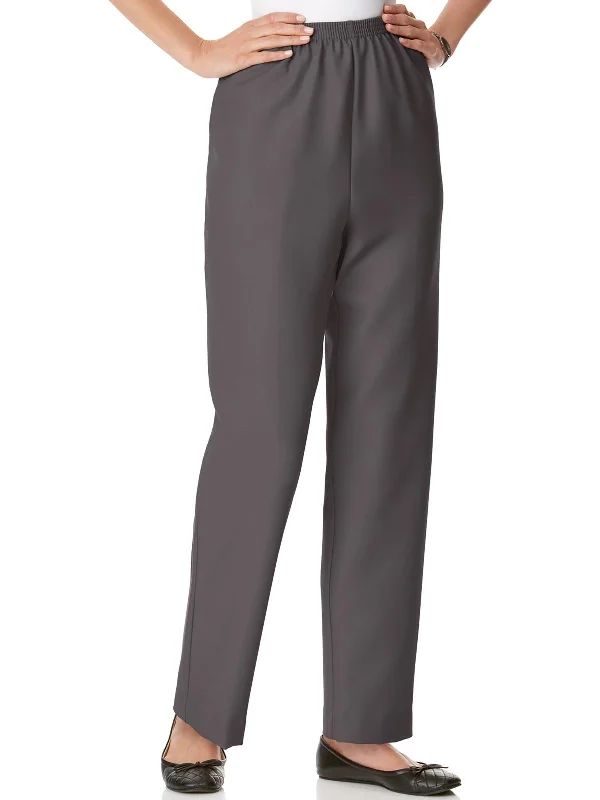 Discount Mania Petites Womens High Waist Straight Leg Trouser Pants
