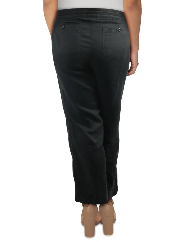 Seasonal Clearance Plus Jovonie Womens Linen Drawstring Closure Wide Leg Pants