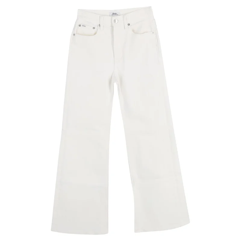 Mega Sale Polo Ralph Lauren Wide Leg Jeans in White Cotton