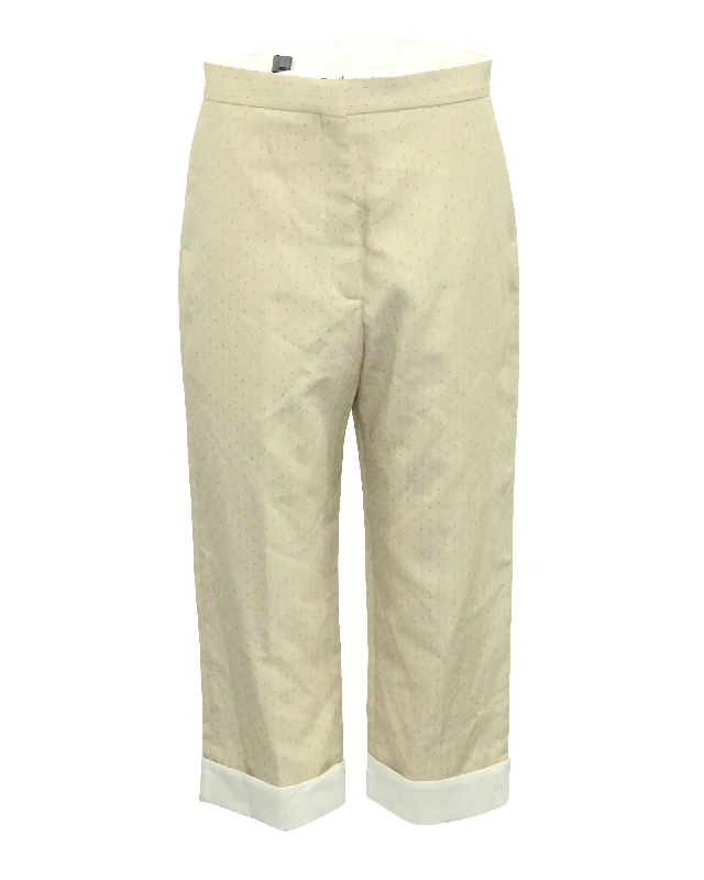 Referral Discount Sandro Paris Microprint Cropped Wide Trouser in Beige Polyester