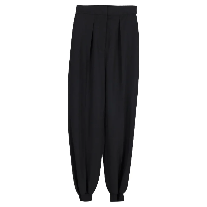 Exclusive Preview Stella McCartney Pleated Tapered Trousers in Black Wool