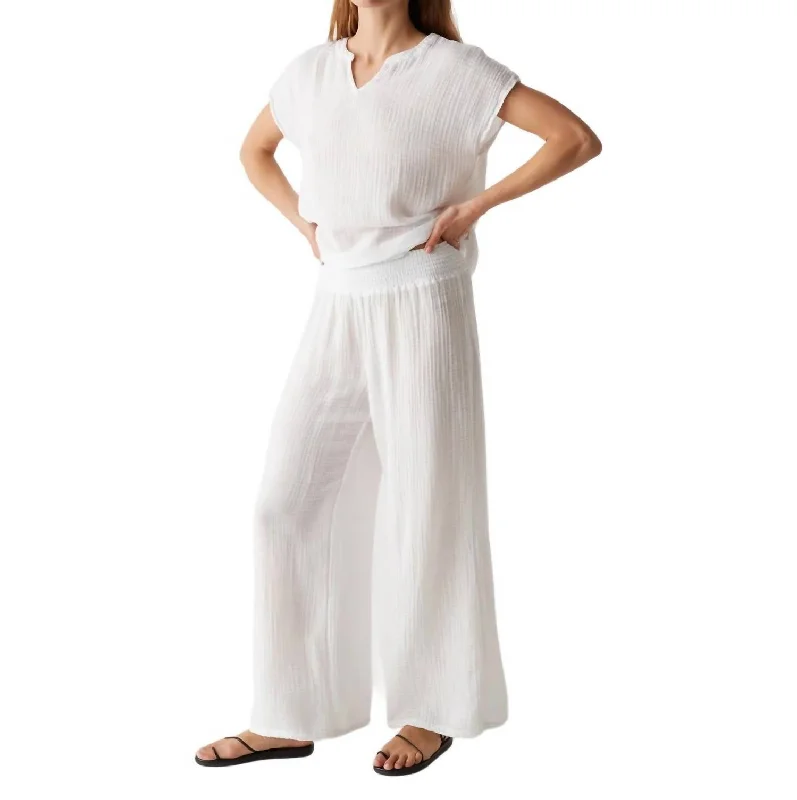Big Discounts Susie Gauze Wide Leg Pant In White