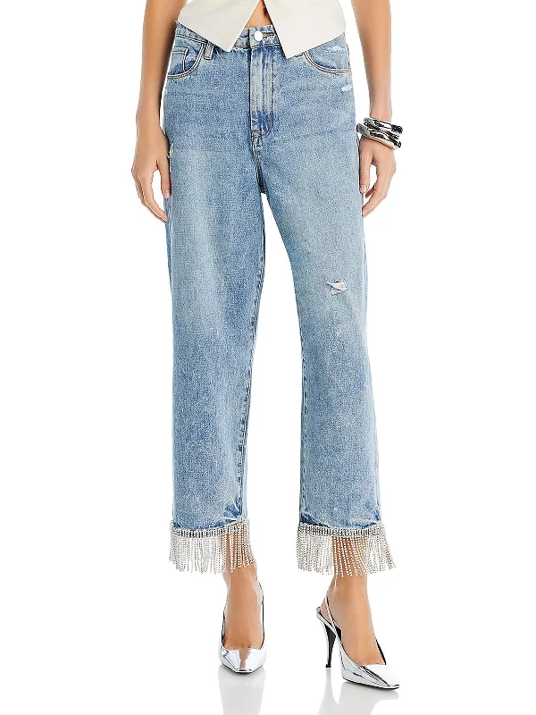 Shop and Save The Baxter Womens High Rise Cropped Straight Leg Jeans