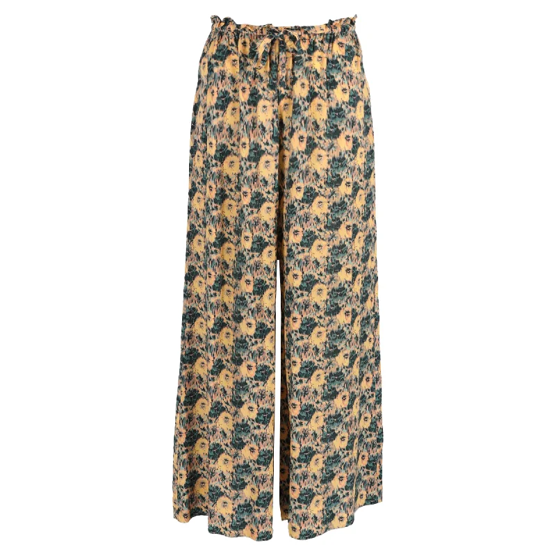 Daily Deals Ulla Johnson Sawyer Printed Pants in Yellow Silk