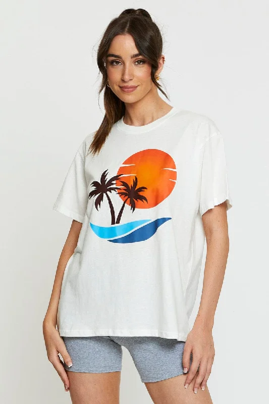 Special Promotion White Graphic T Shirt Short Sleeve