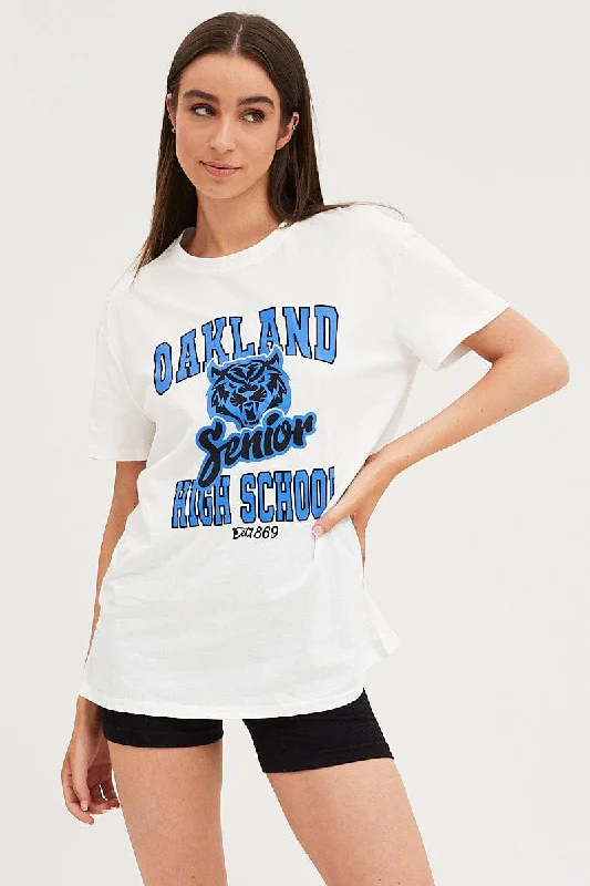 Extra Savings White Graphic T Shirt Short Sleeve
