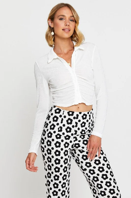 Price Slash White Jersey Top Long Sleeve