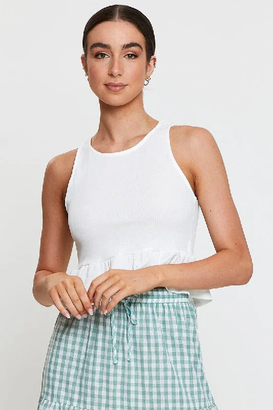 Overstock Sale White Rib Tank Top