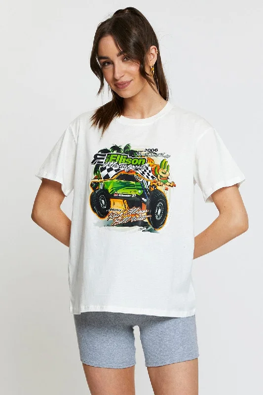 Season Finale Sale White Vintage T Shirt Short Sleeve