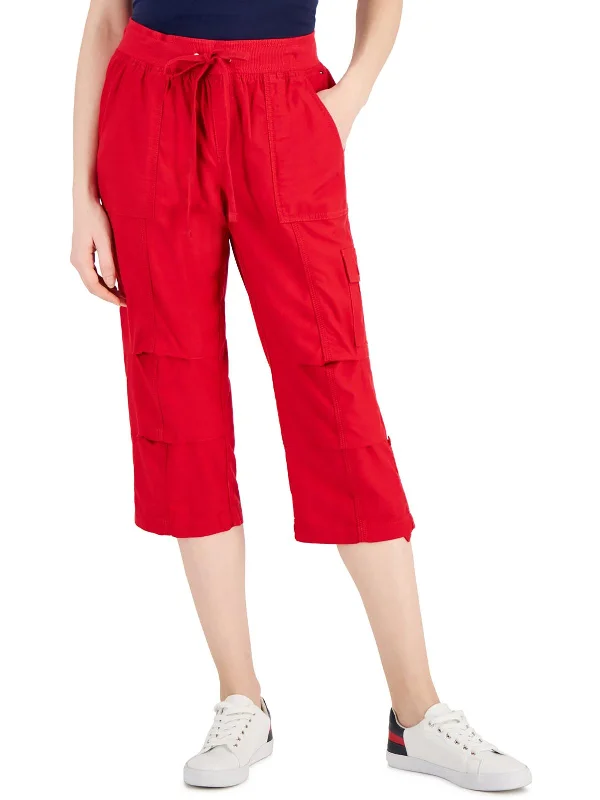 Instant Savings Womens Adjustable Pant Leg Drawstring Waist Cropped Pants