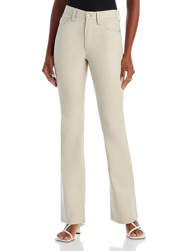 Super Bargain Womens Faux Leather Casual Ankle Pants