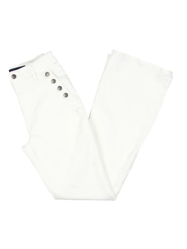 Price Cut Womens High Rise Button Detail Flared Jeans